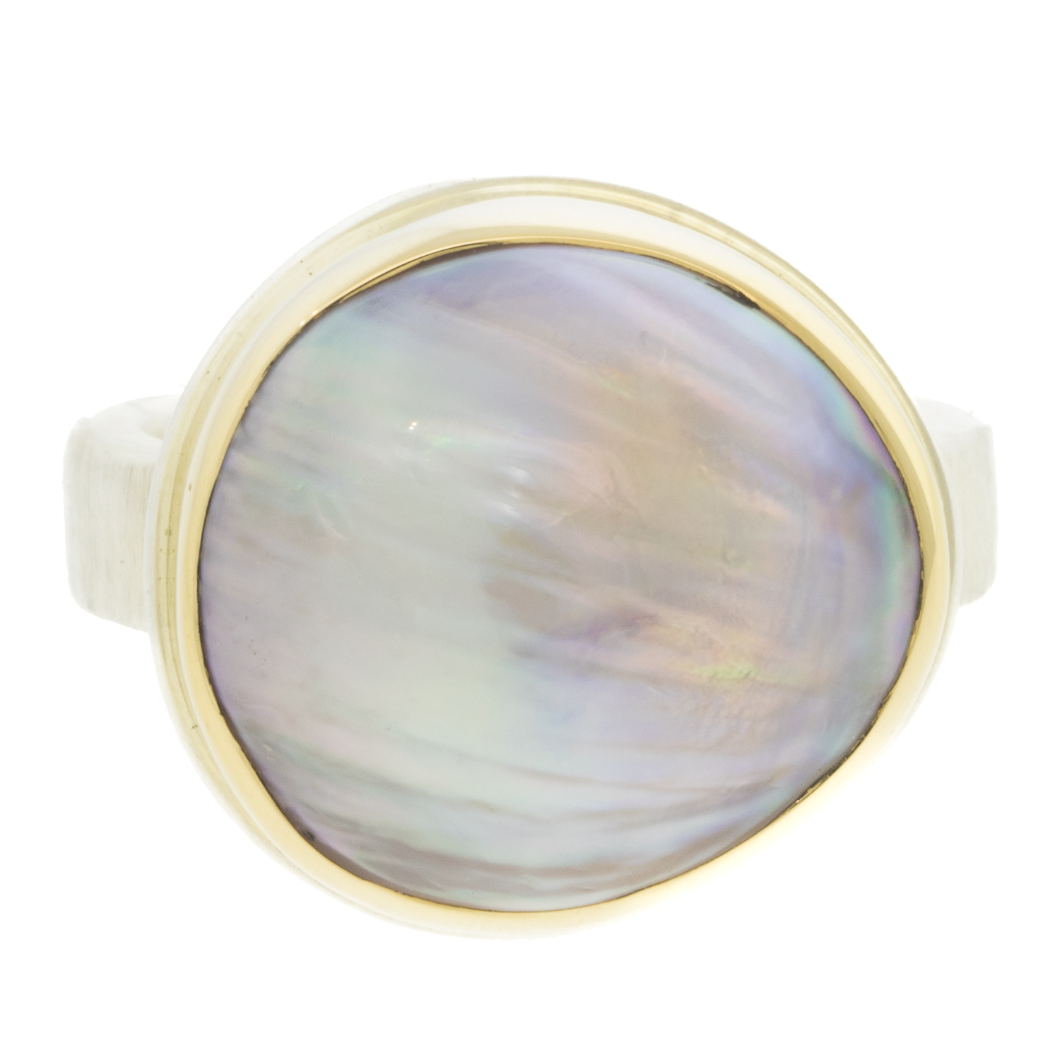 gold and silver ring with pearl by jewelry designer Jamie Joseph