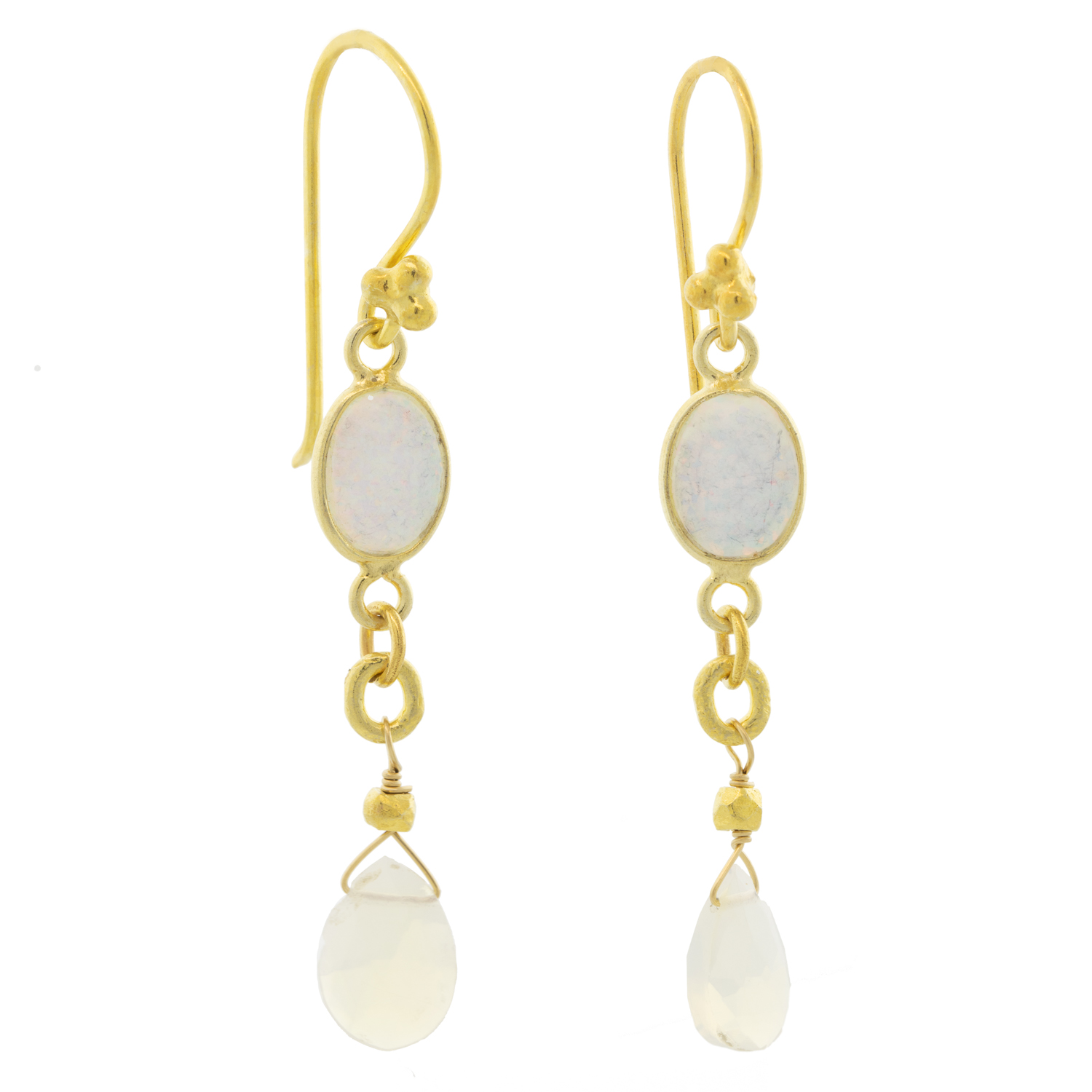 Robindira Unsworth :14k gold vermeil, opal earrings
