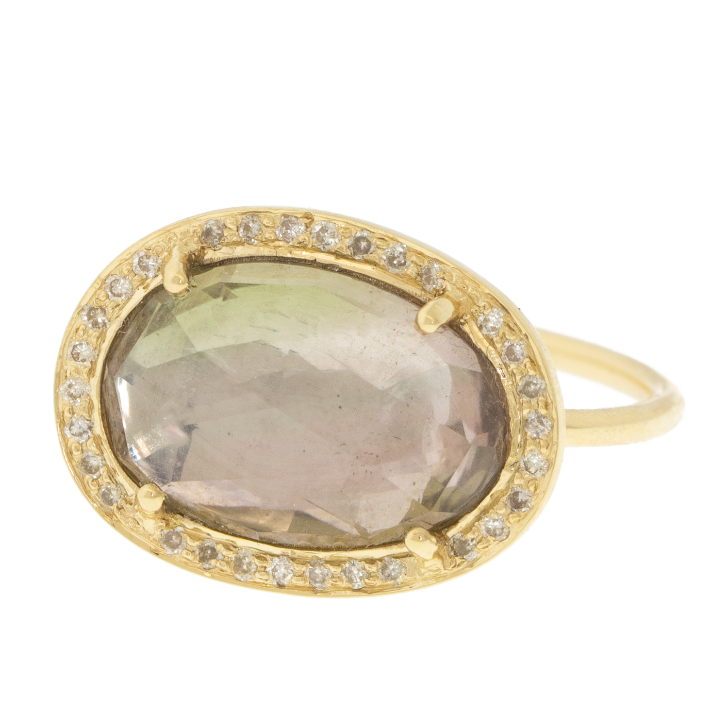 Celine Daoust : Ring,One of a kind STELLA Tourmaline and diamonds ,14k Yellow gold