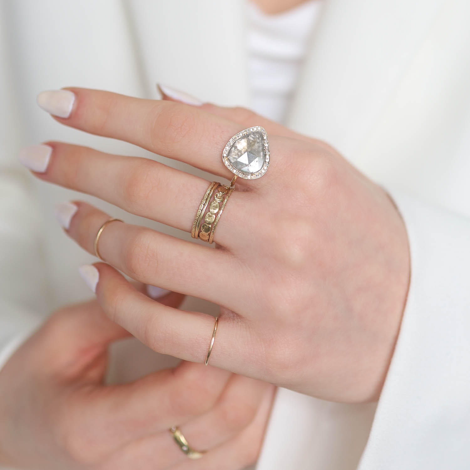 Celine Daoust : Ring,SMALL,One of a kind STELLA Rose cut and Brilliant diamonds ,14k Yellow gold