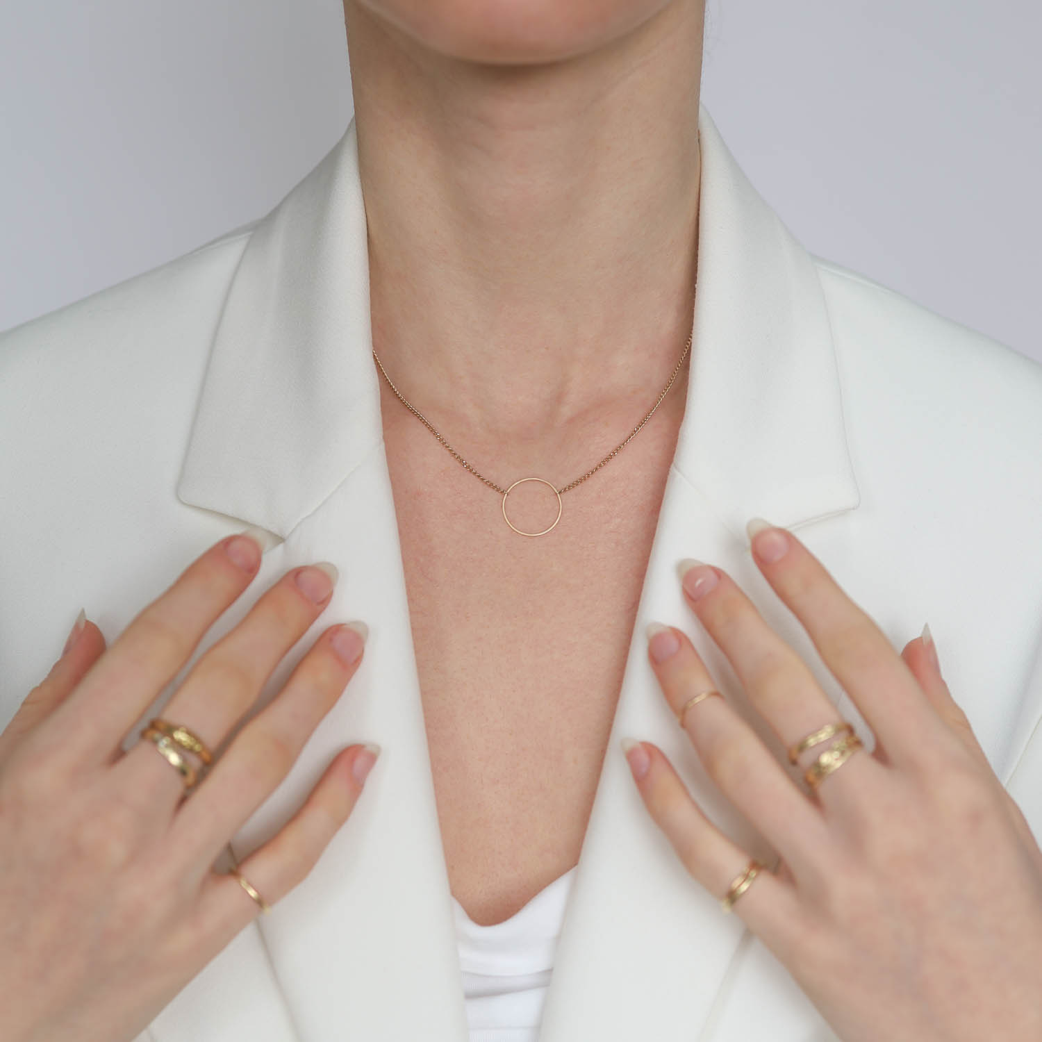 Jane Hollinger: 15.5" 14K Gold Large "O" Necklace (1524 Chain)