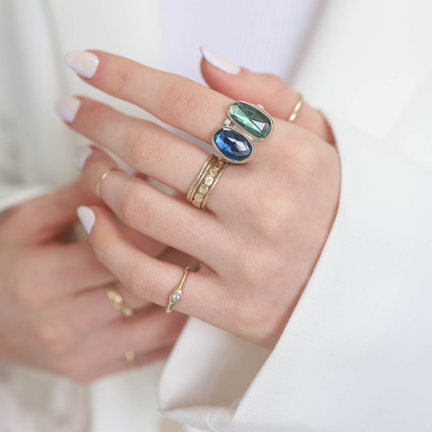 Jamie Joseph Trunk Show: RING 121 BLUE GREEN TOURMALINE DOUBLET