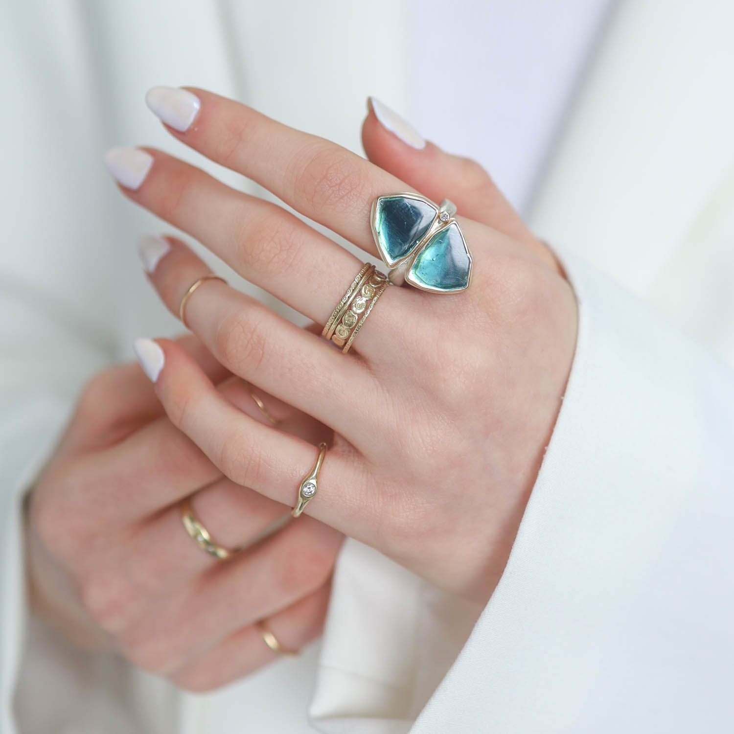 Jamie Joseph Trunk Show: RING 45 BLUE GREEN TOURMALINE DOUBLET