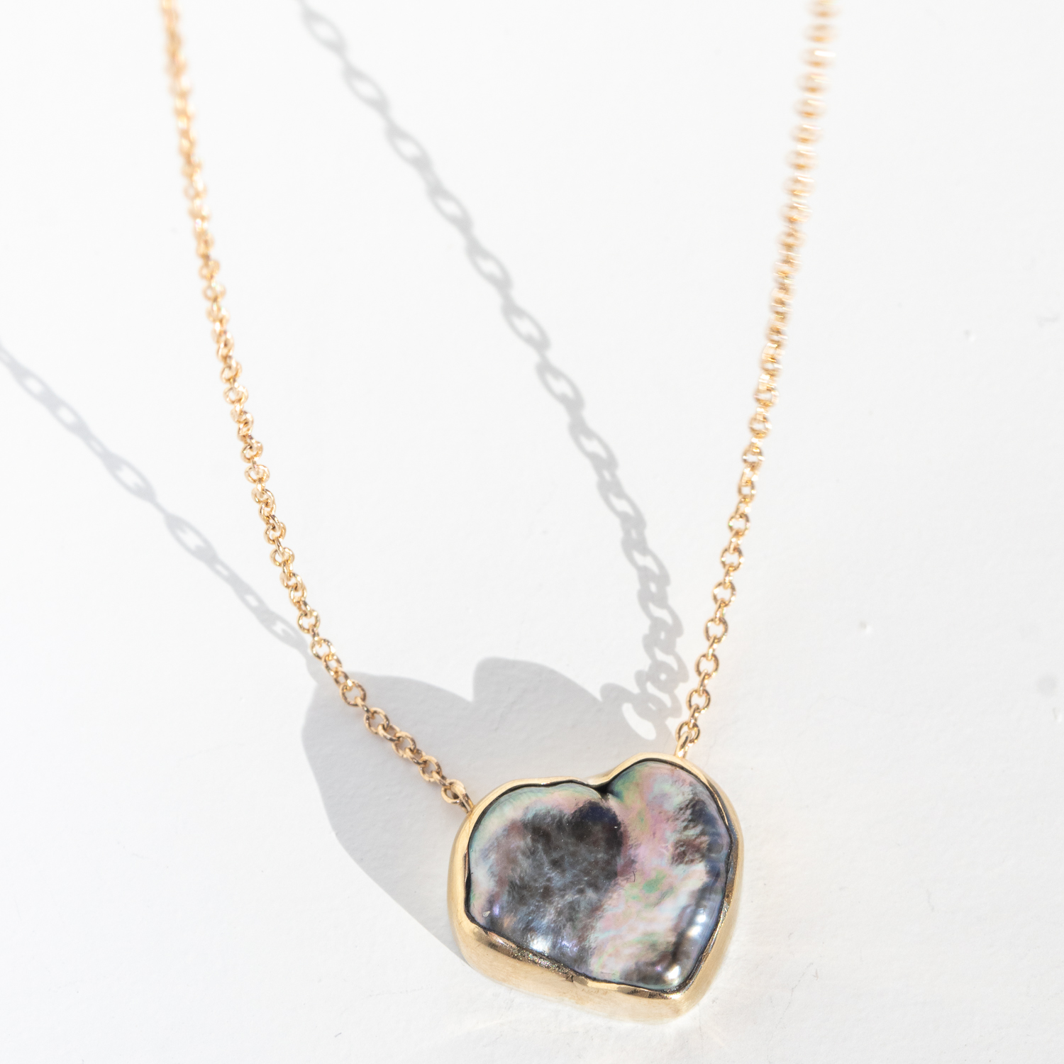 Jamie Joseph Trunk Show: Sterling & 14K Gold Chain Necklace w/ Asymmetrical KESHI TAHITIAN PEARL in Sterling Backed Gold Bezel (17.5")