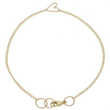 Jane Hollinger: 7" 14K Gold Tiny Wire Heart Bracelet