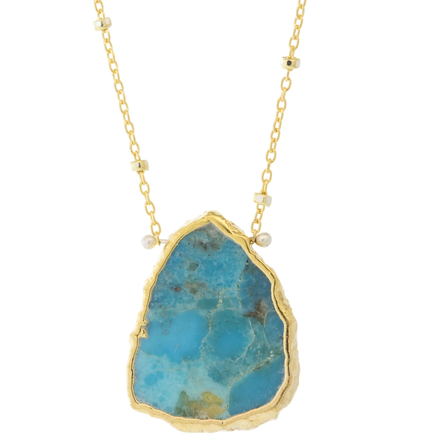 LuLu: Atlantis Turquoise Necklace, Gold Fill, Adjustable chain measures 16" and 18", Pendant measures 13/16" x 5/8"