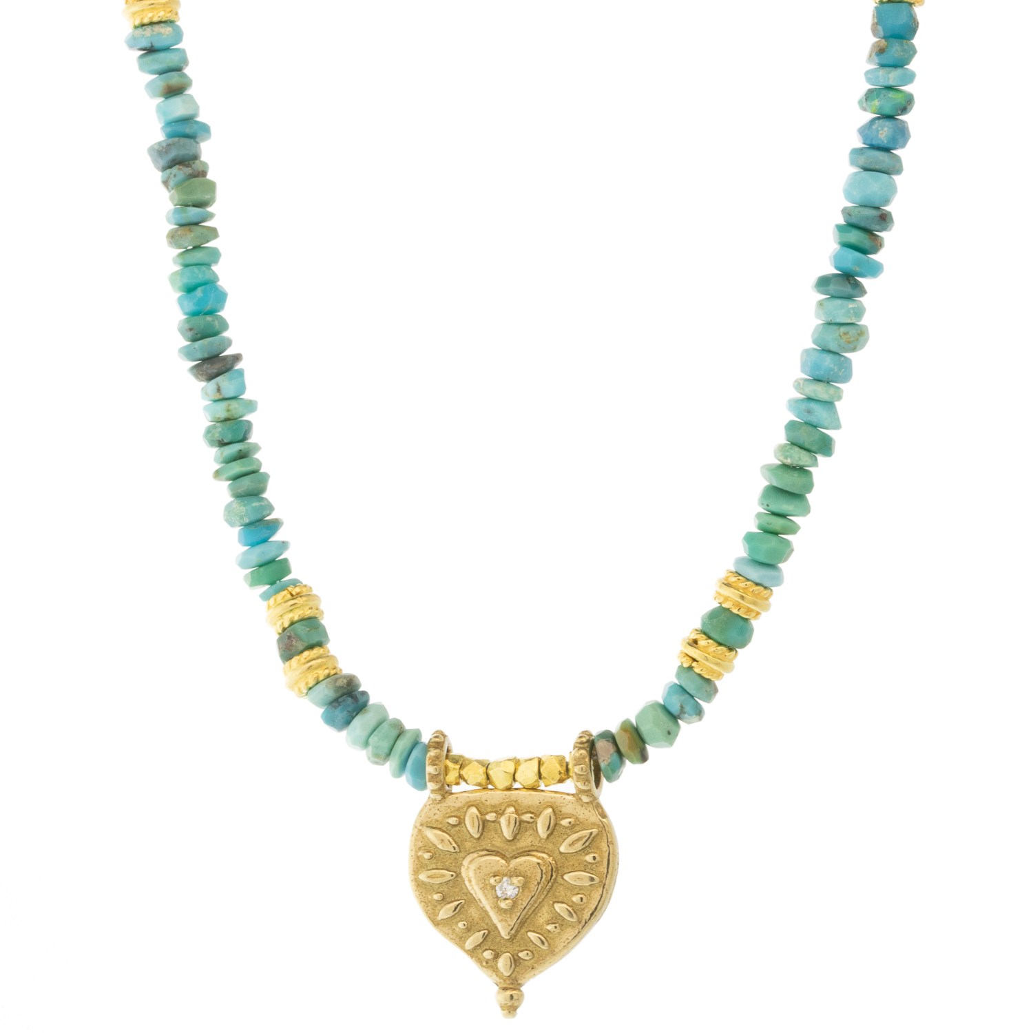 LuLu: Belle Necklace Turquoise, Adjustable chain measures 16" and 18", Pendant measures 5/8" x 7/16"