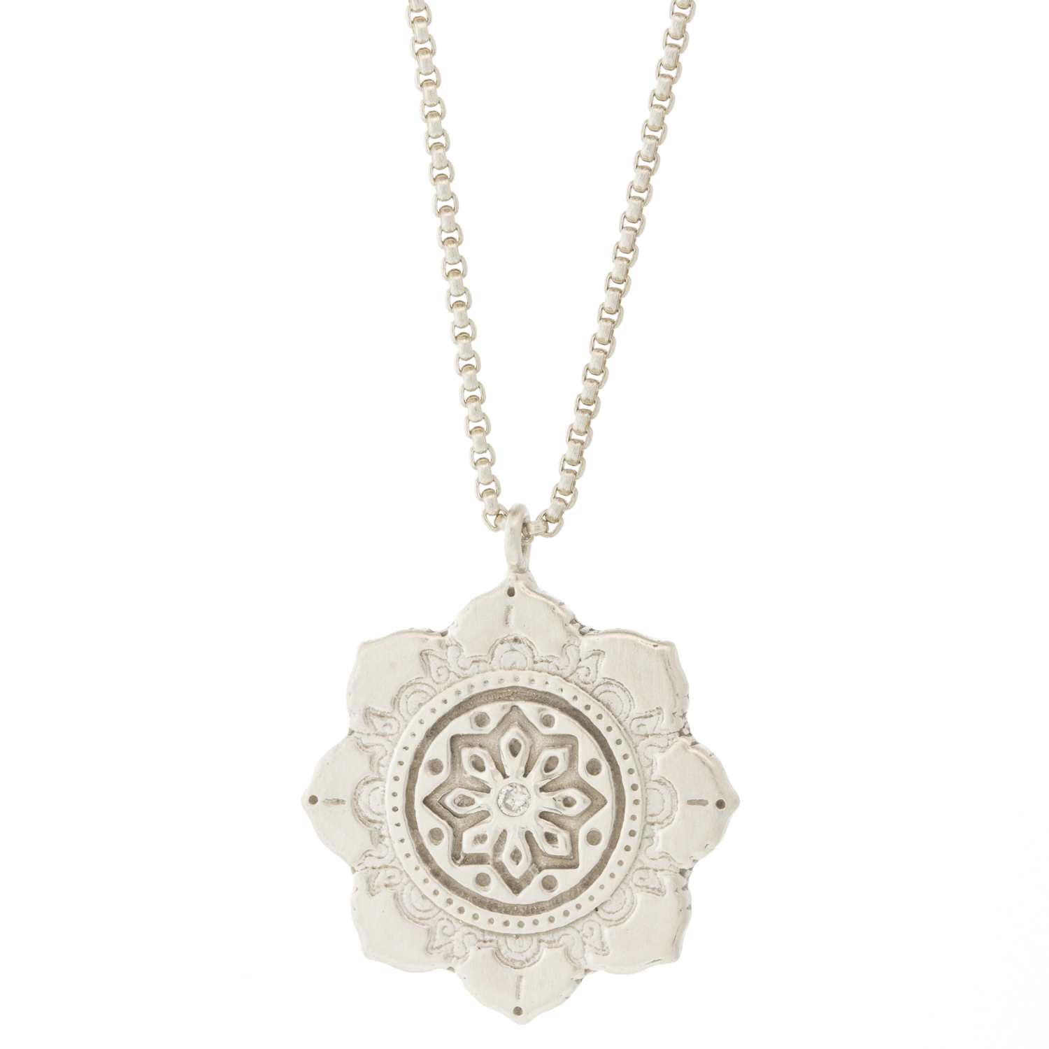 LuLu: Necklace, Chakra - Spiritual Alignment, large, Antique Sterling Silver, Diamond
