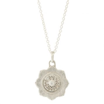 LuLu: Necklace, Chakra - Spiritual Alignment, small, Antique Sterling Silver, Diamond