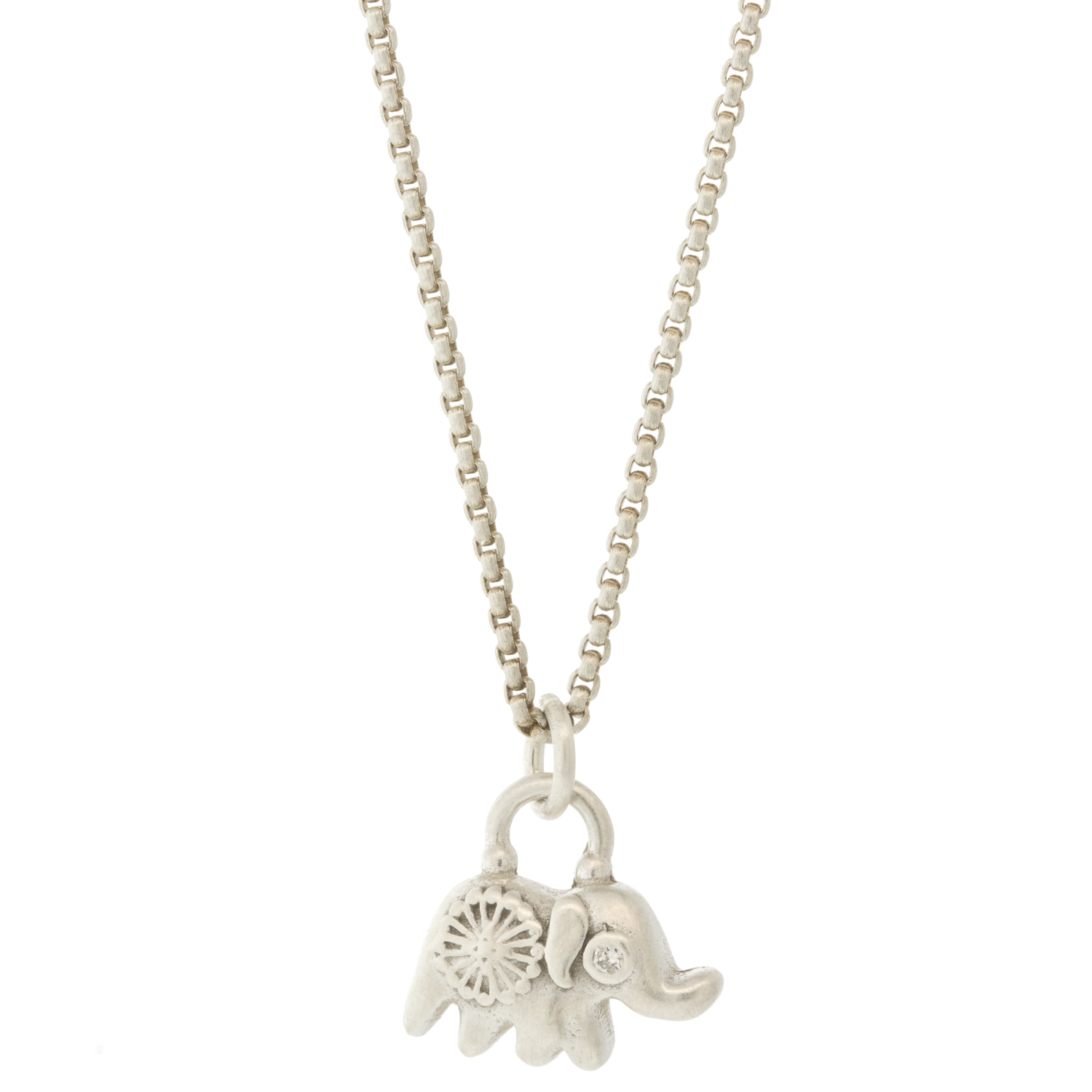 Lulu: Ellie Necklace 'big presence, soft step' in Antique Sterling Silver, Diamond