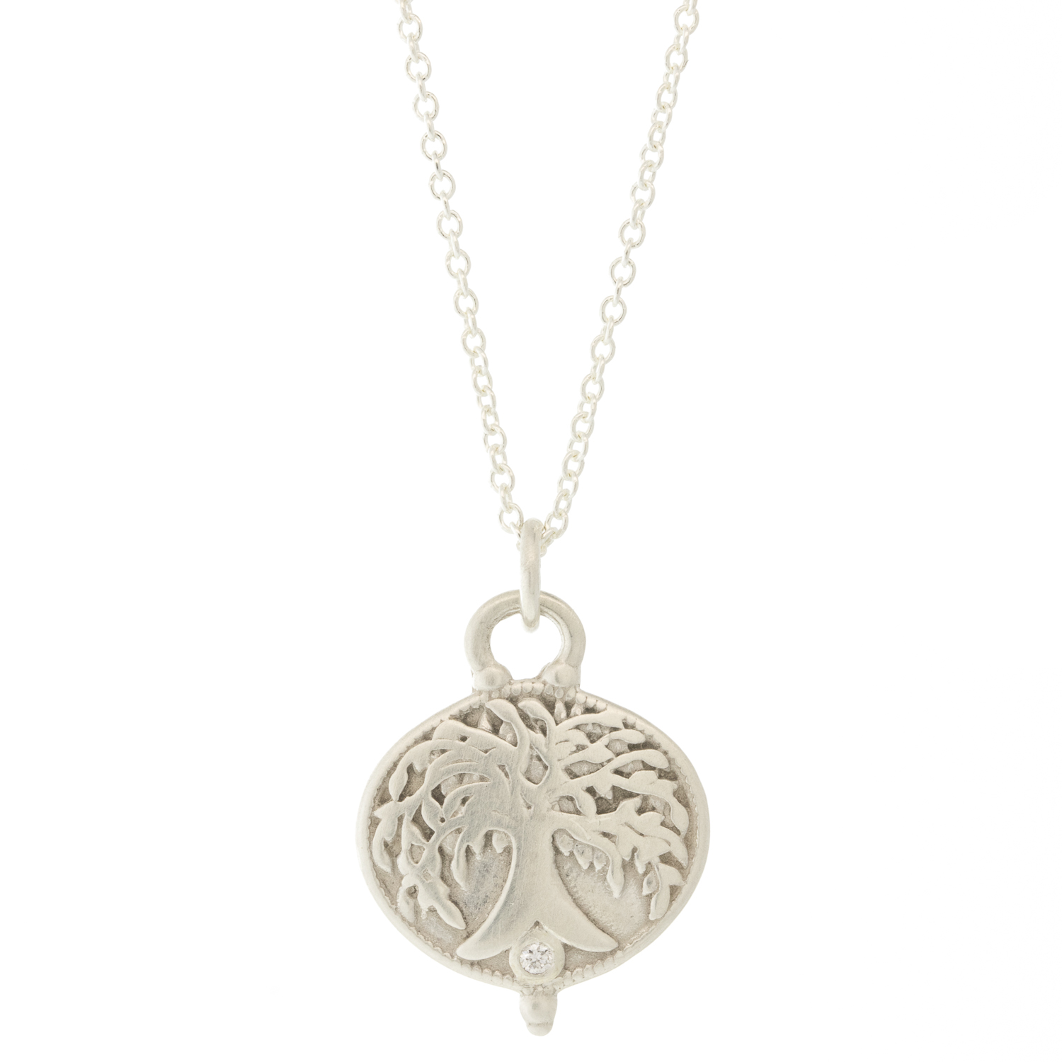 Lulu: Gaia necklace Small 'universal connection' Antique Sterling Silver, Diamond