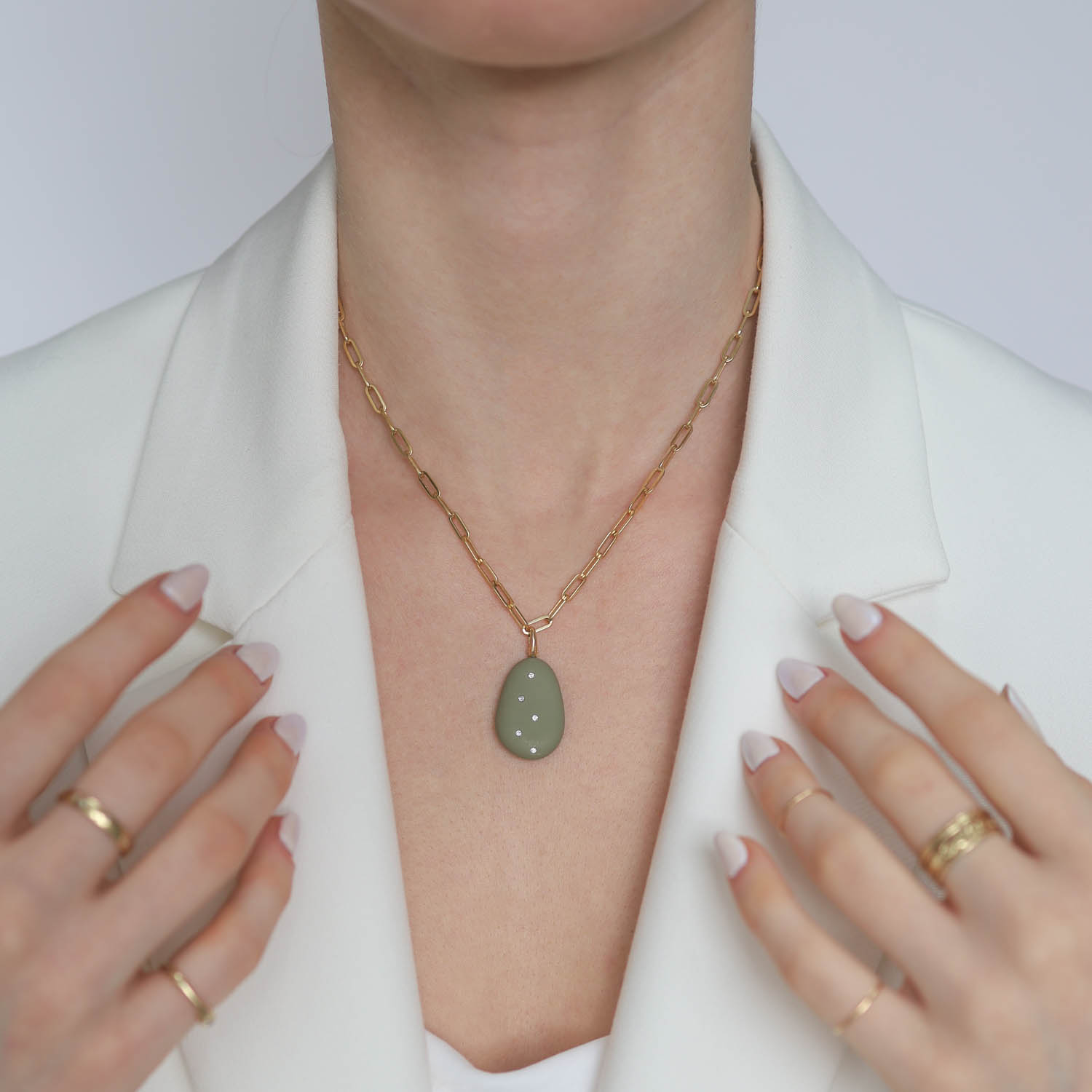 CVC Stones : Charm, One of a kind,18K Yellow gold, diamonds,OLIVIA