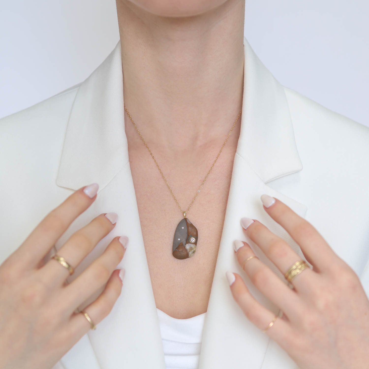 CVC Stones : Necklace, One of a kind,18K Yellow gold,diamonds, Secret