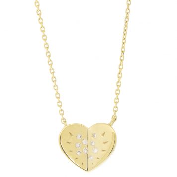 Three Stories Jewelry: Small Love Explosion Heart Necklace,0.04tcw