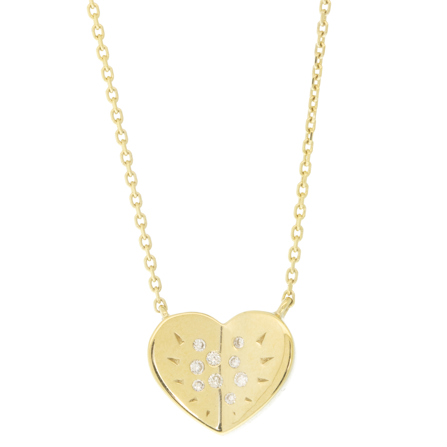 Three Stories Jewelry: Small Love Explosion Heart Necklace,0.04tcw