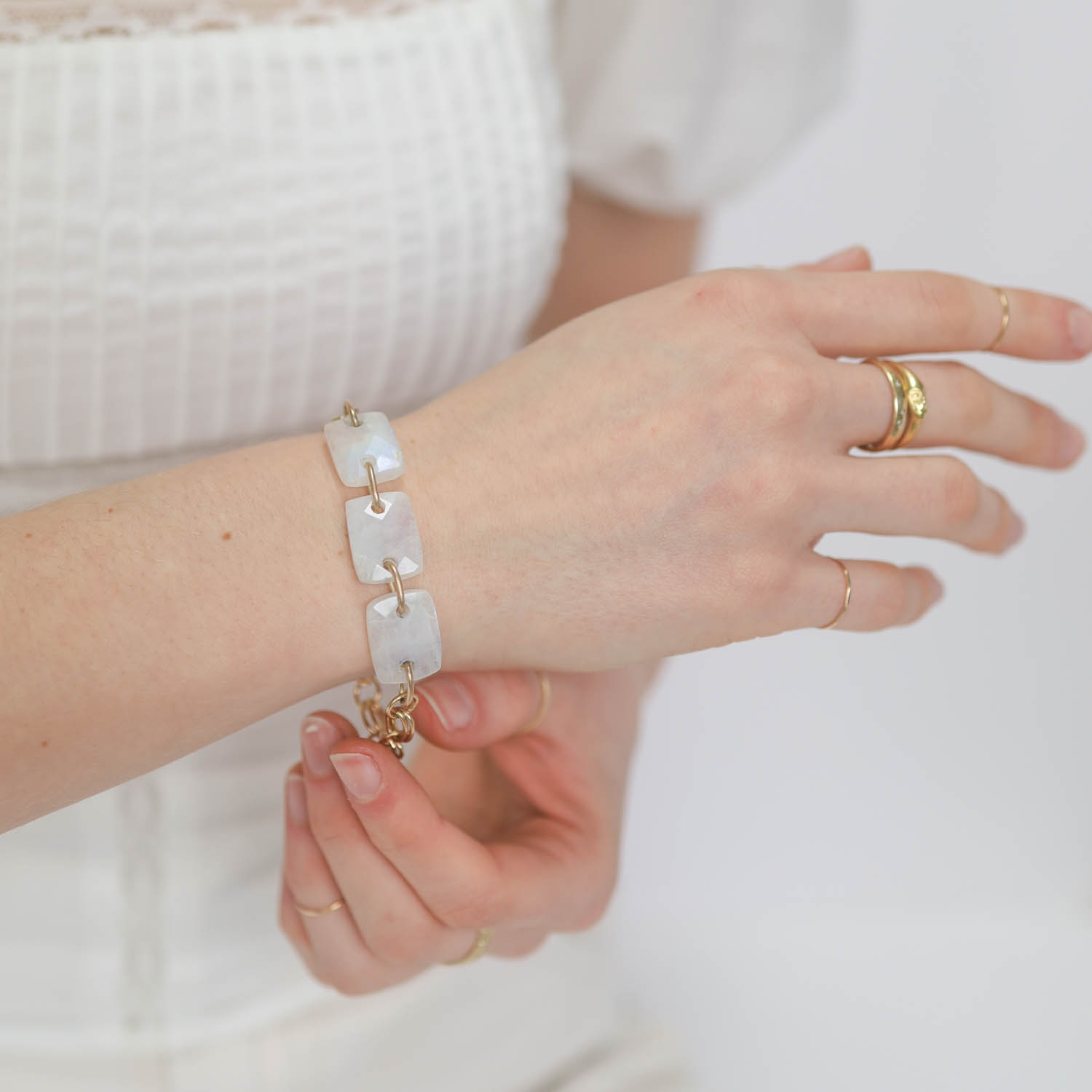 LuLu: Monroe Bracelet- Large, 14K Gold fill, Moonstone