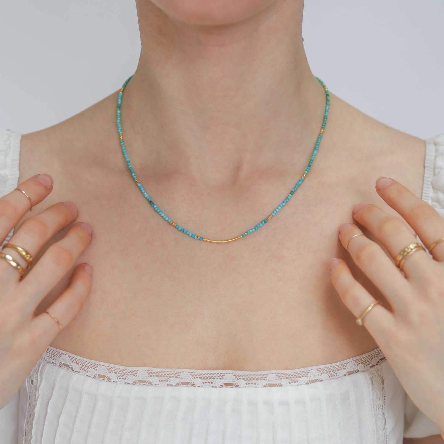 LuLu: Zephyr Turquoise Necklace, Adjustable, measures 16"-18"
