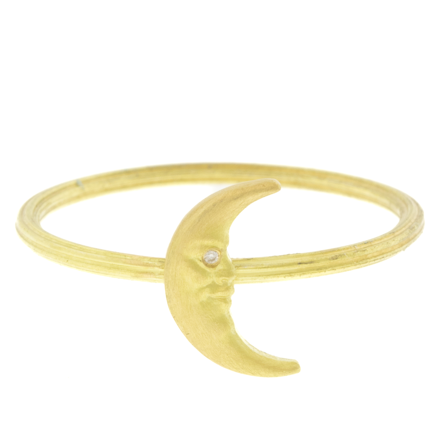 Anthony Lent: Crescent Moonface Stacking Ring, 18K YG, size 6, moon measures 3/8" x 1/4"