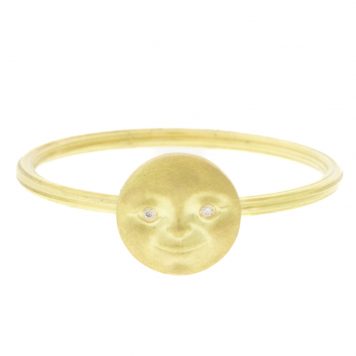 Anthony Lent: Moonface Stacking Ring, 18K YG, size 6 1/4, moon measures 1/4" x 1/4"