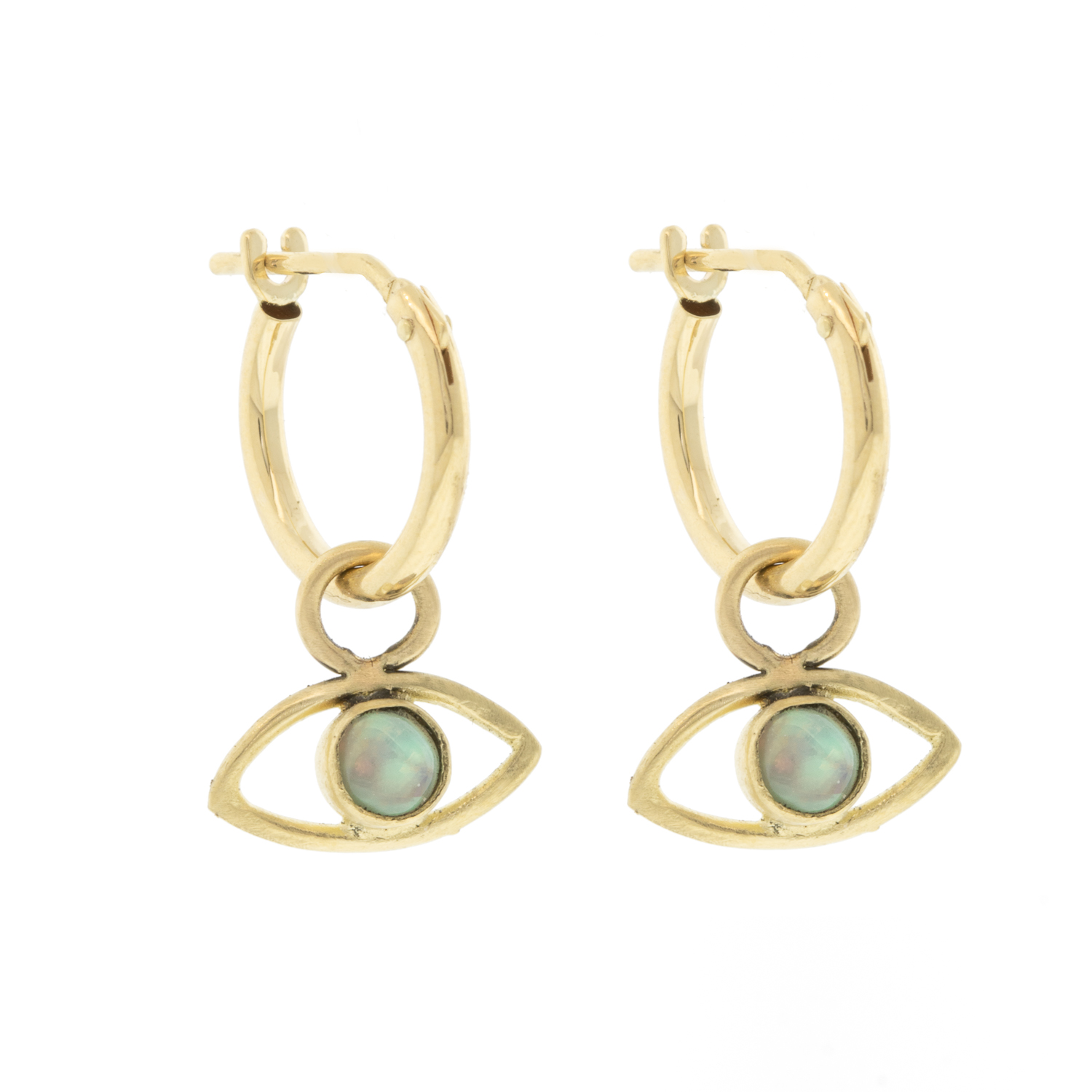 Acanthus: Opal Eye Huggie Earrings, 14k yg