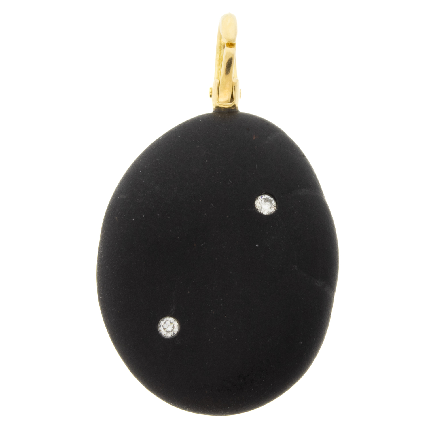 CVC Stones : Charm, One of a kind, Oval Black Stone, Seven .105ct Small Round Diamonds, Angolo