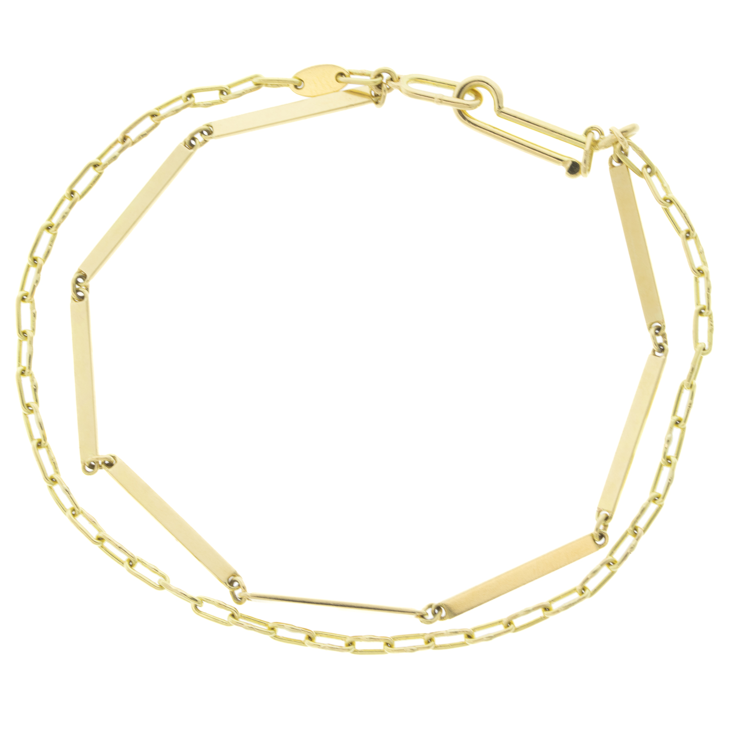 Tura Sugden:Double strand flat link bracelet,18k Yellow gold, 7 1/2"