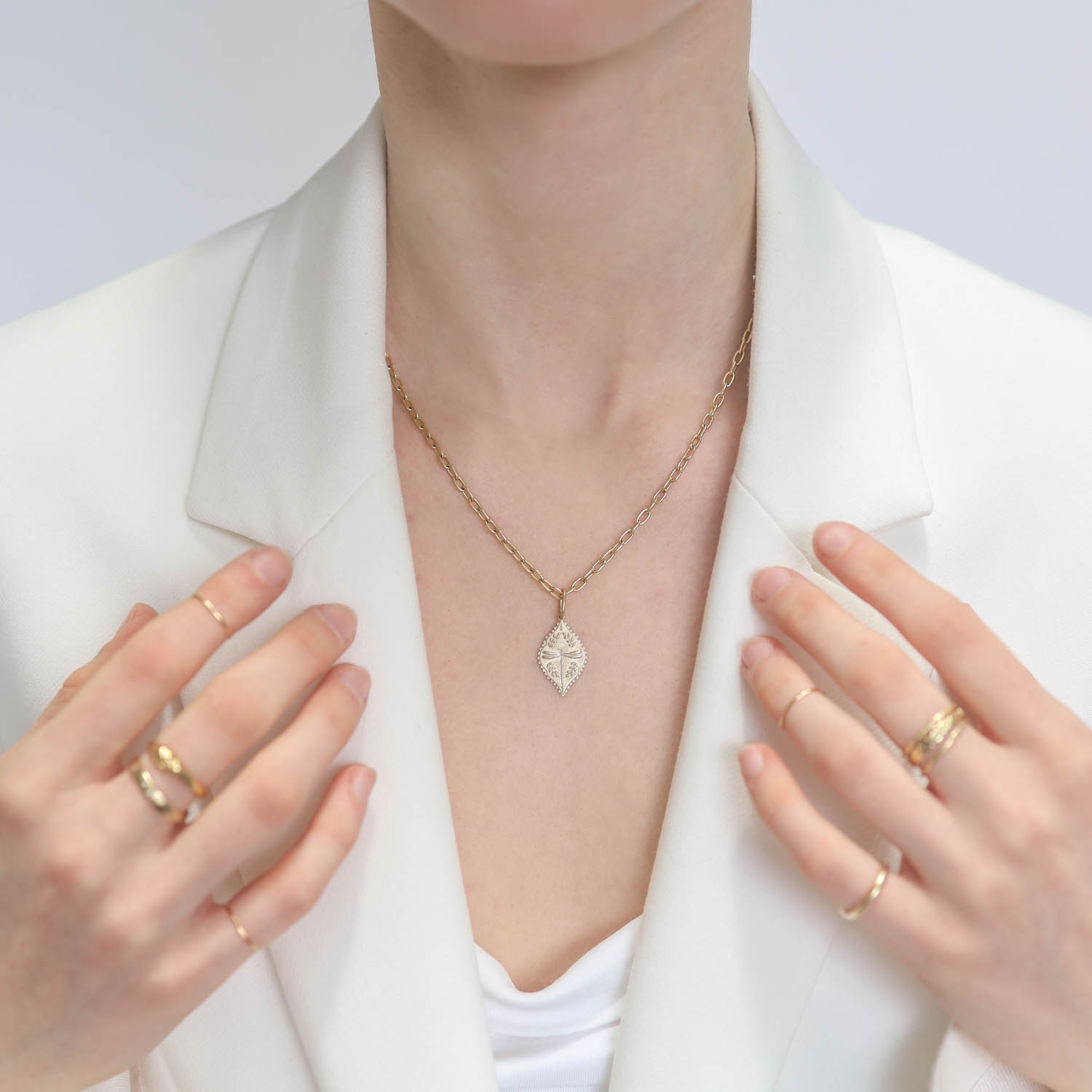 Erica Molinari Trunk Show: 14k Small slim ornate butterfly-'she flies with her own wings'