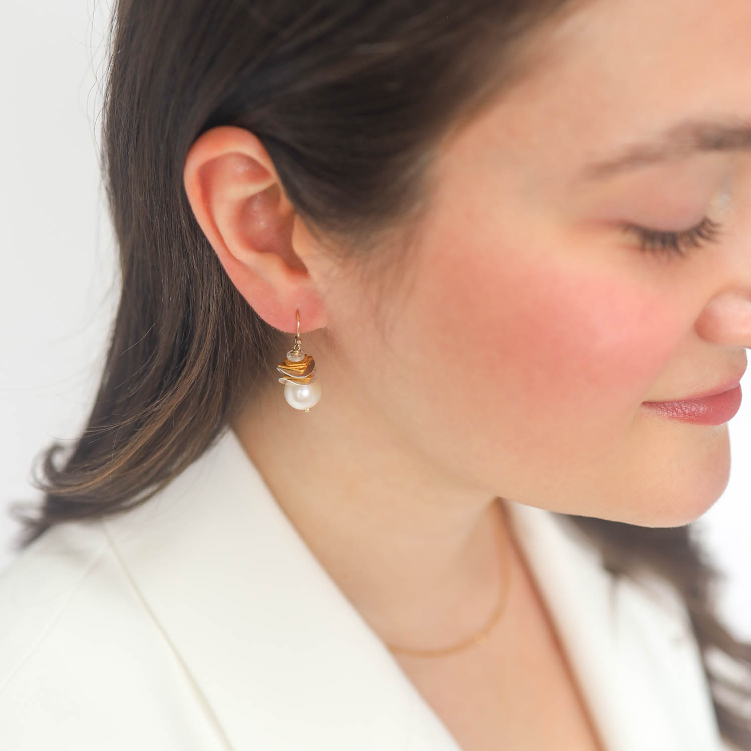 LuLu: Rio Earrings, White Pearl-Large