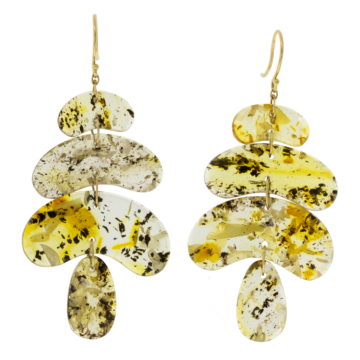 Ten Thousand Things:18k Small Totem Amber Earring, measure 2 1/8" x 1" including earwire