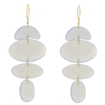 Ten Thousand Things:18k Small Totem II Chalcedony Earring, measure 2 1/4" x 1" including earwire