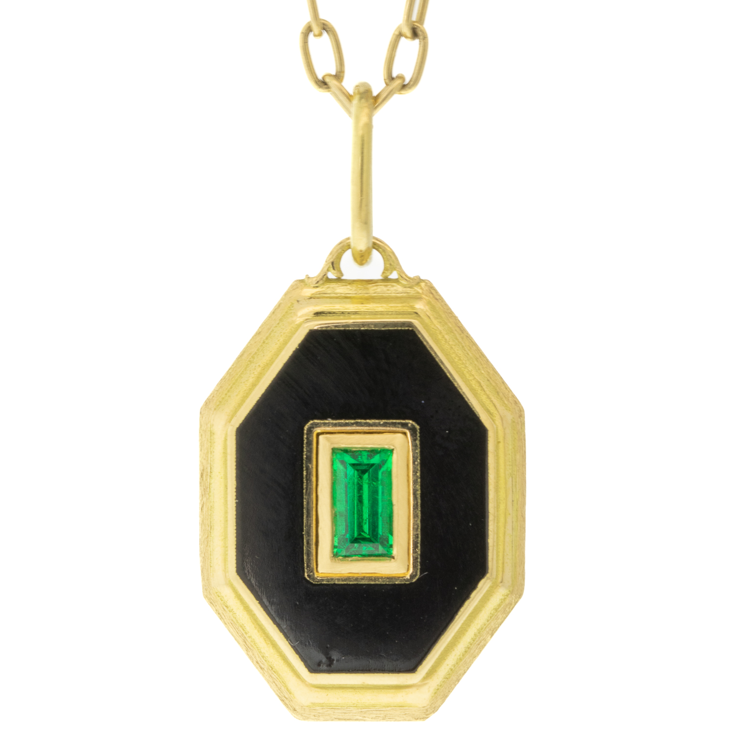 Erica Molinari Trunk Show: 18k Black Vitreous enamel Emerald charm -.20cts emerald