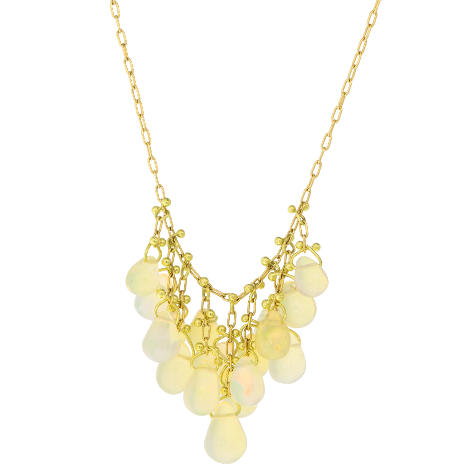 Ten Thousand Things: Necklace, Ethiopian Opal Dangle, 18K Gold, measures 16 /2" in length, opals measure 3/4" at widest point