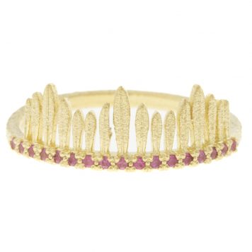 Acanthus : Northern Stacking Ring, Pink sapphire, size 6.5 ,14K Yellow gold