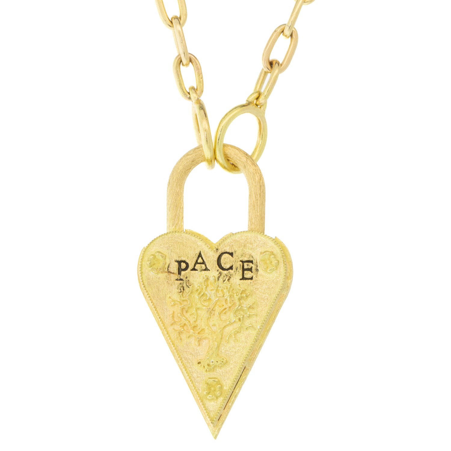 Erica Molinari Trunk Show: Charm, Medium Shimmer 18K Padlock & Tree-Peace- 1.01 TCW