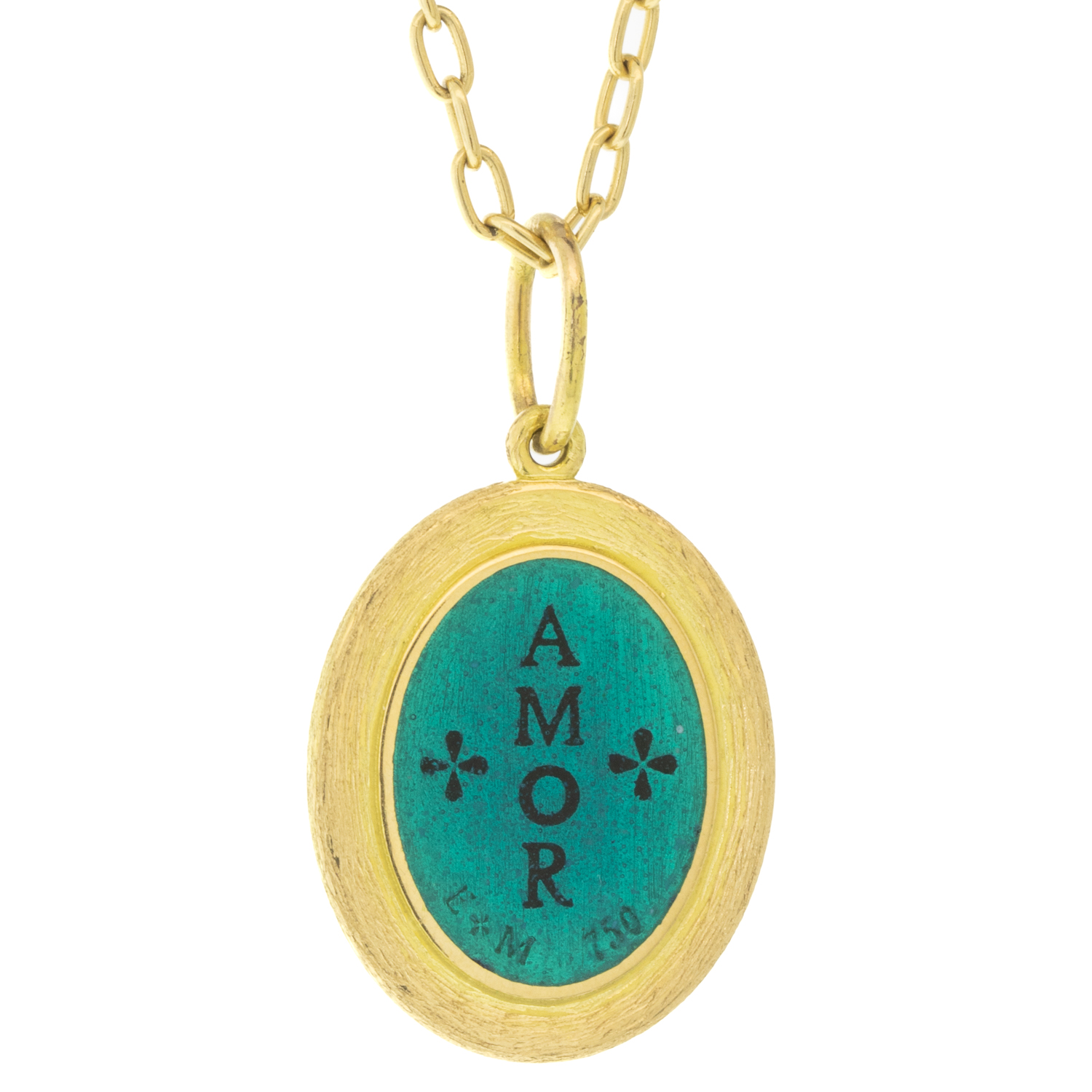 Erica Molinari: 18k , Diamond vitreous enamel cross, "Love Life" .26ct, Yellow, TRUNK SHOW