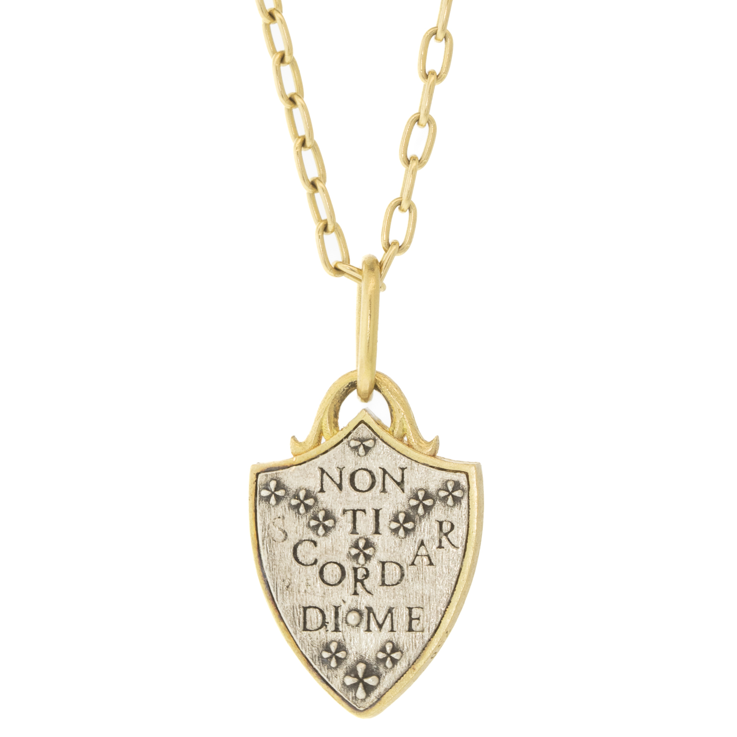 Erica Molinari Trunk Show: Charm, SS 18K rim Baby diamonds, .20 TCW pave CROWN shield ‘forget me not’