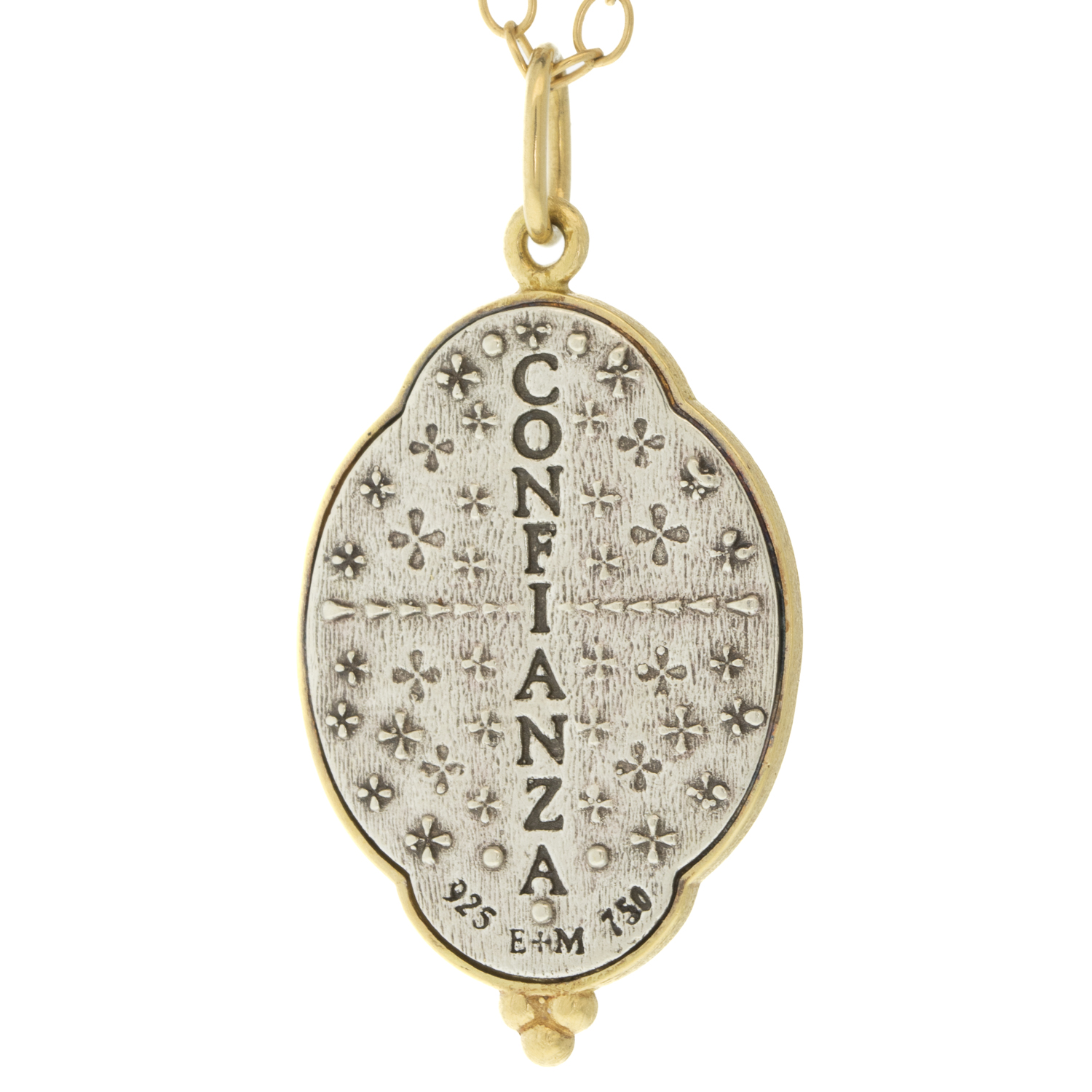 Erica Molinari Trunk show: SS/18K Large ornate 'Our lady of Guadelupe'-Trust,.023cts