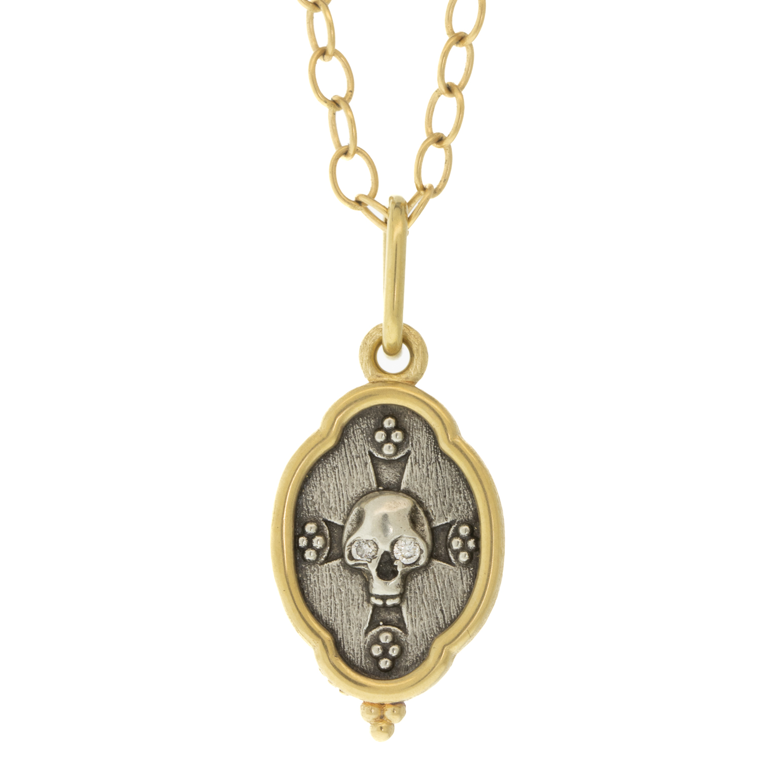 Erica Molinari Trunk show: SS/18K Small ornate diamond eye skull,0.02cts