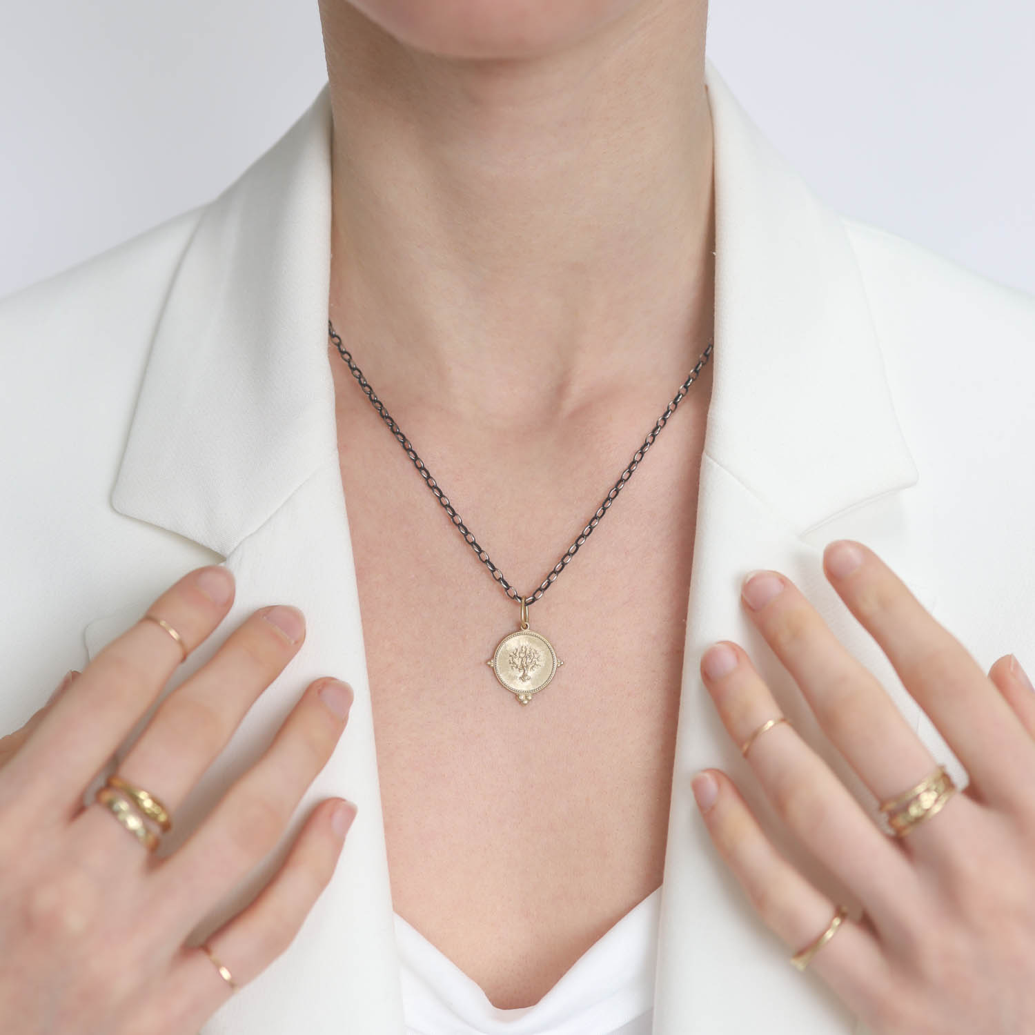 Erica Molinari Trunk Show: 14K granule tree of life "Love the life you live"