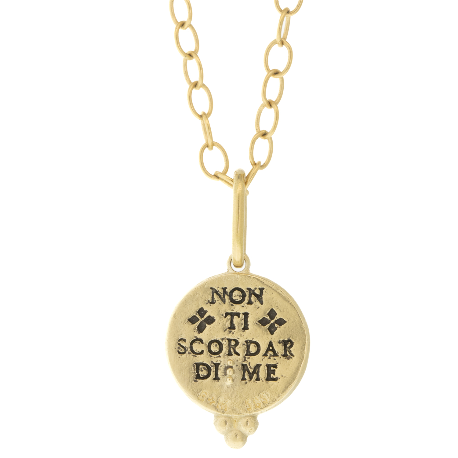 Erica Molinari Trunk Show: 14k Small round sacred heart,'Forget me Not' 0.0075cts