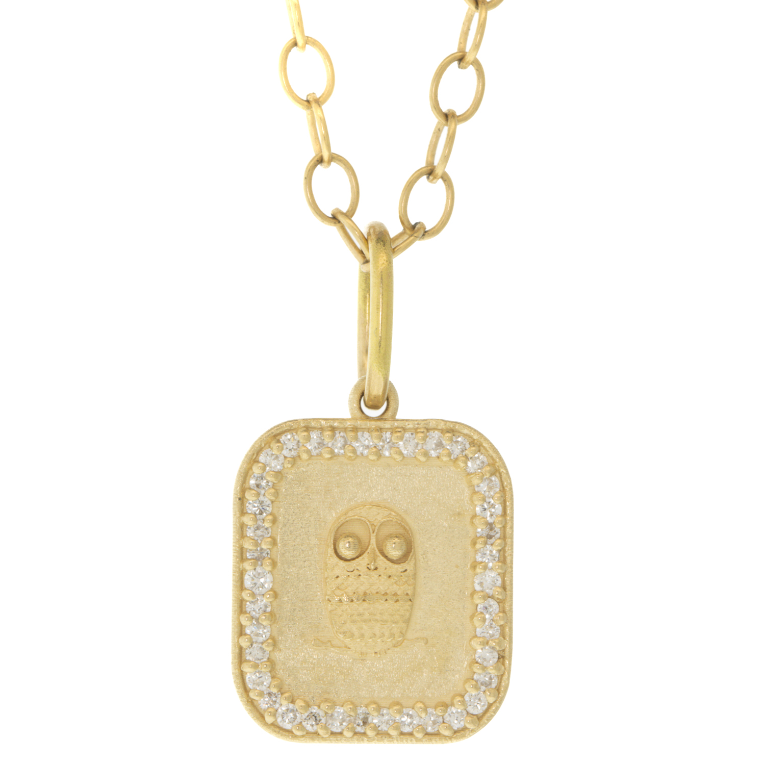 Erica Molinari Trunk Show: 14K SmallPave owl 'Love my life' .19cts