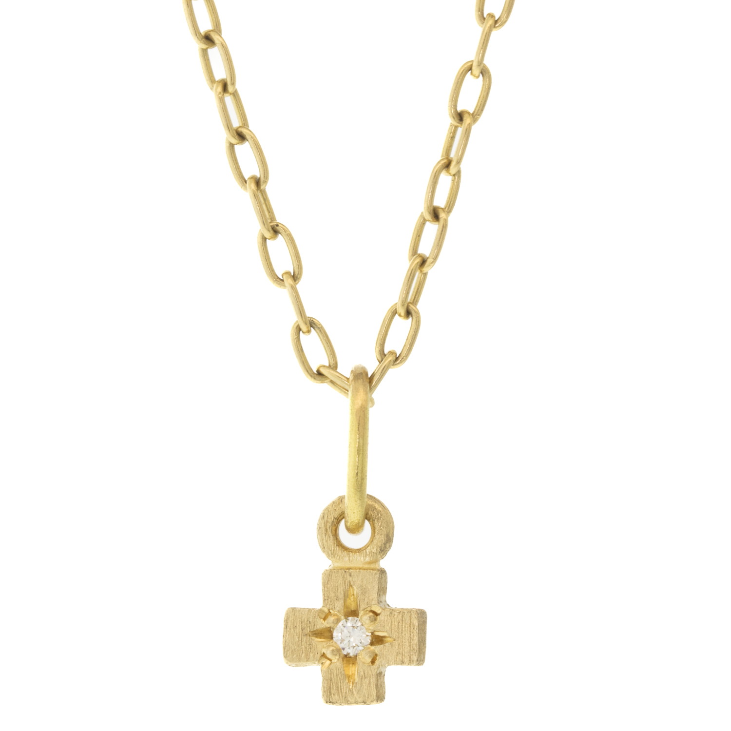 Erica Molinari Trunk Show: 14k single diamond baby cross .025cts