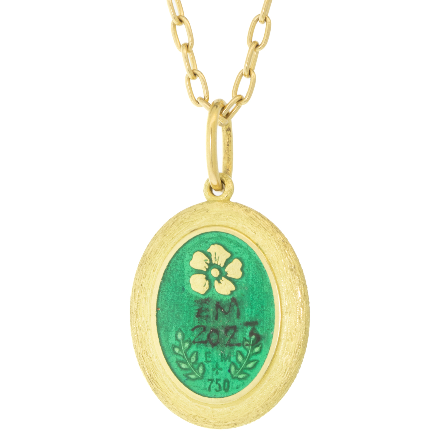 Erica Molinari: 18k diamond frame, hand painted vitreous enamel, triple skull, .27ct, TRUNK SHOW