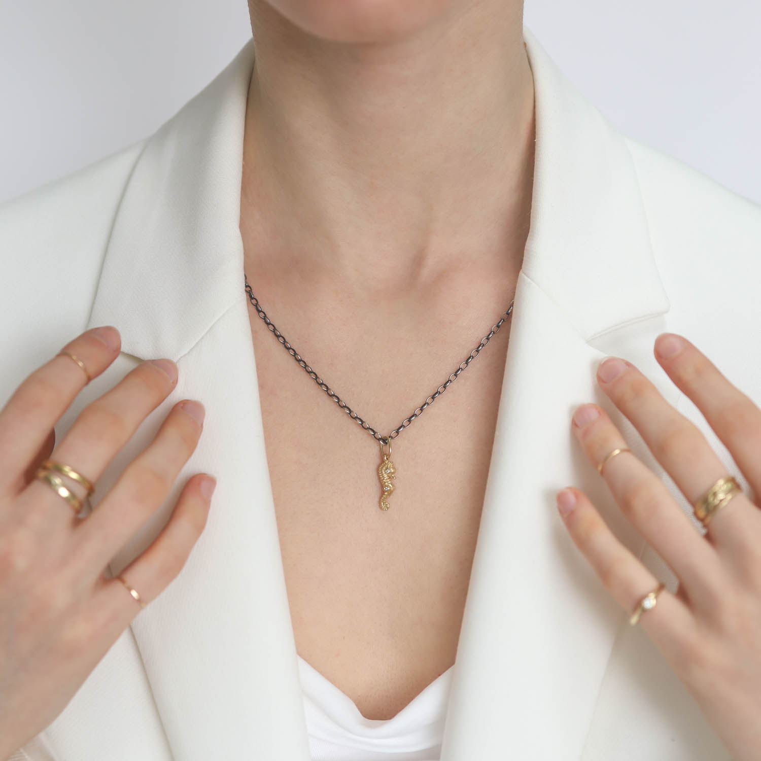 Erica Molinari Trunk Show: 14K seahorse diamond eye, .031 TCW