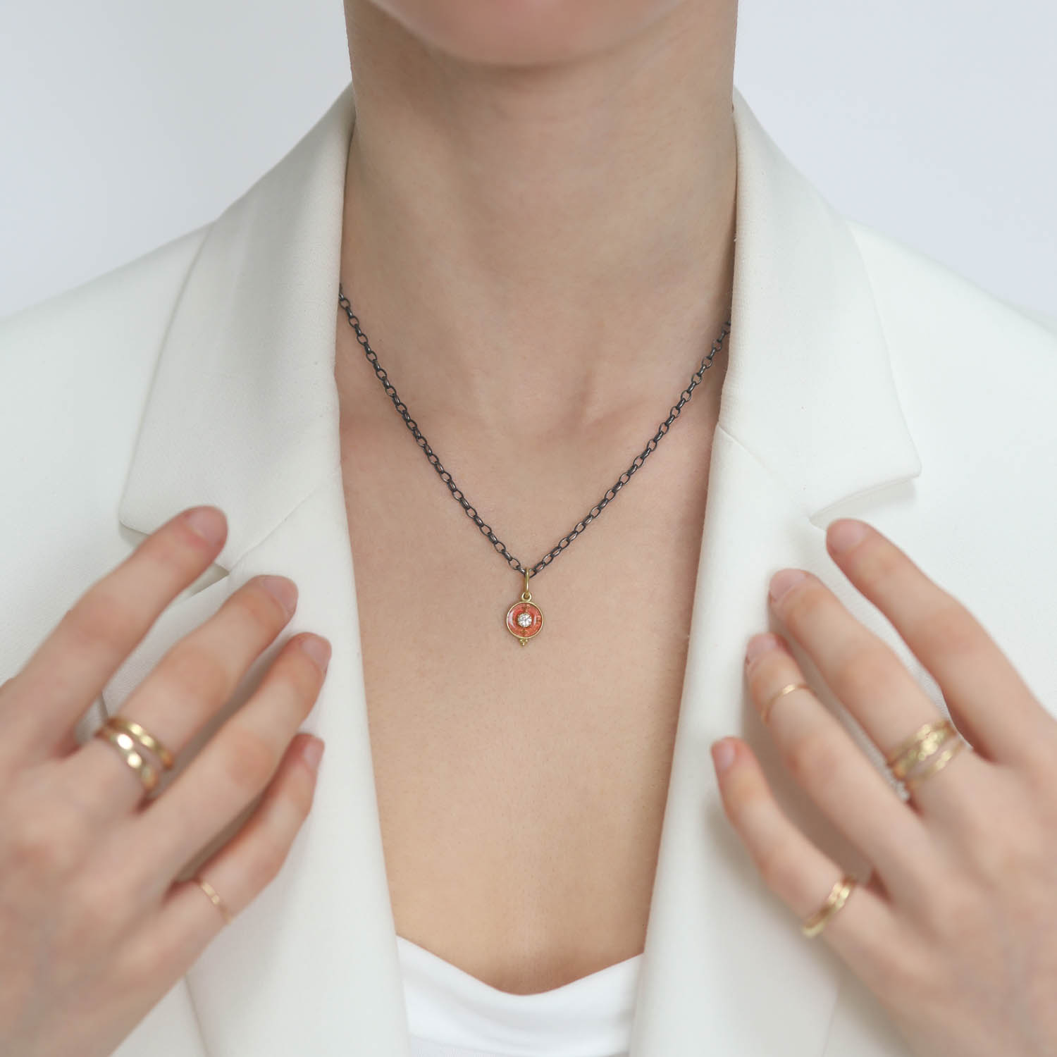 Erica Molinari Trunk Show: 18K Vitreous enamel Diamond dot, .10 TCW