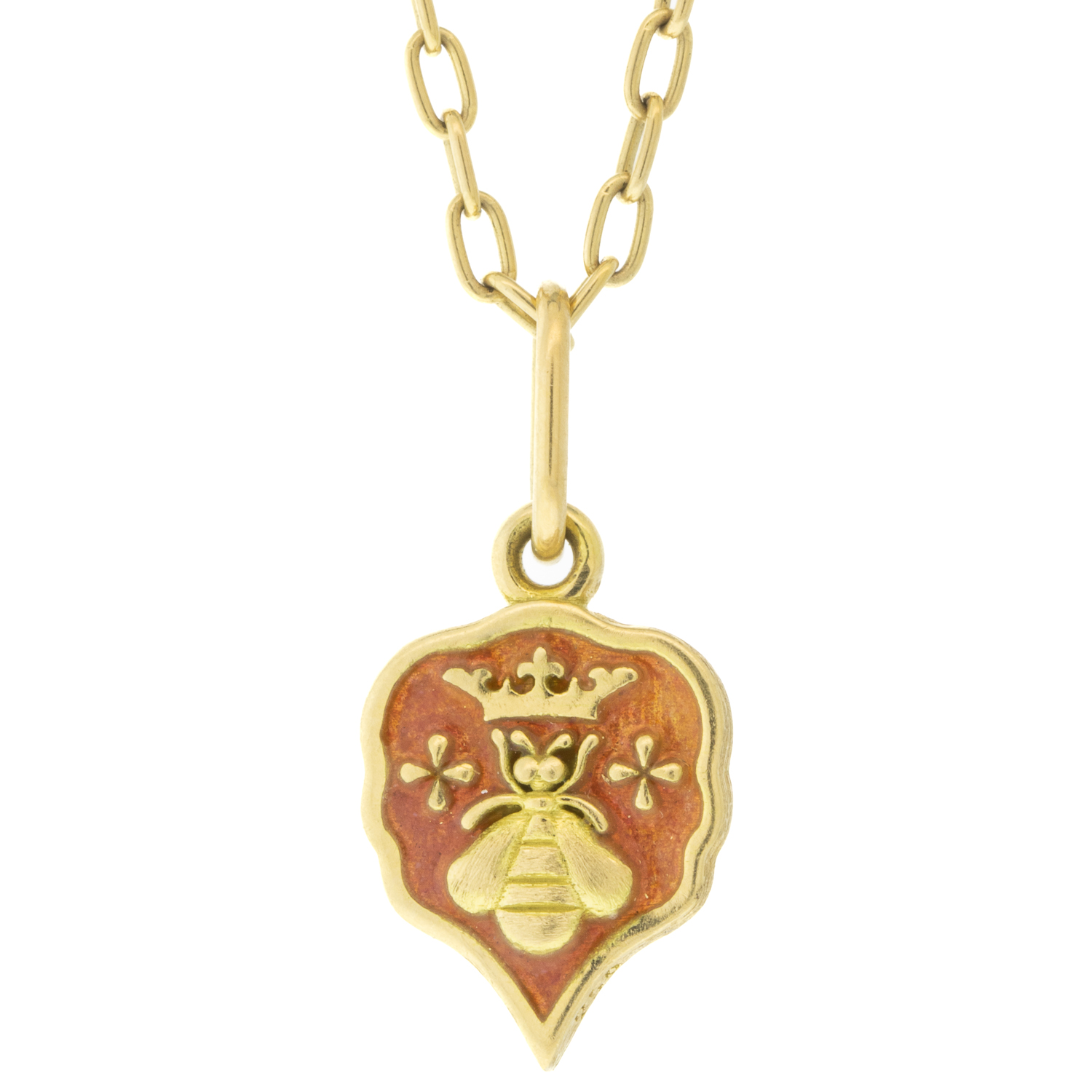 Erica Molinari trunk show : 18k Queen Bee Vitreous enamel - Amor Coral