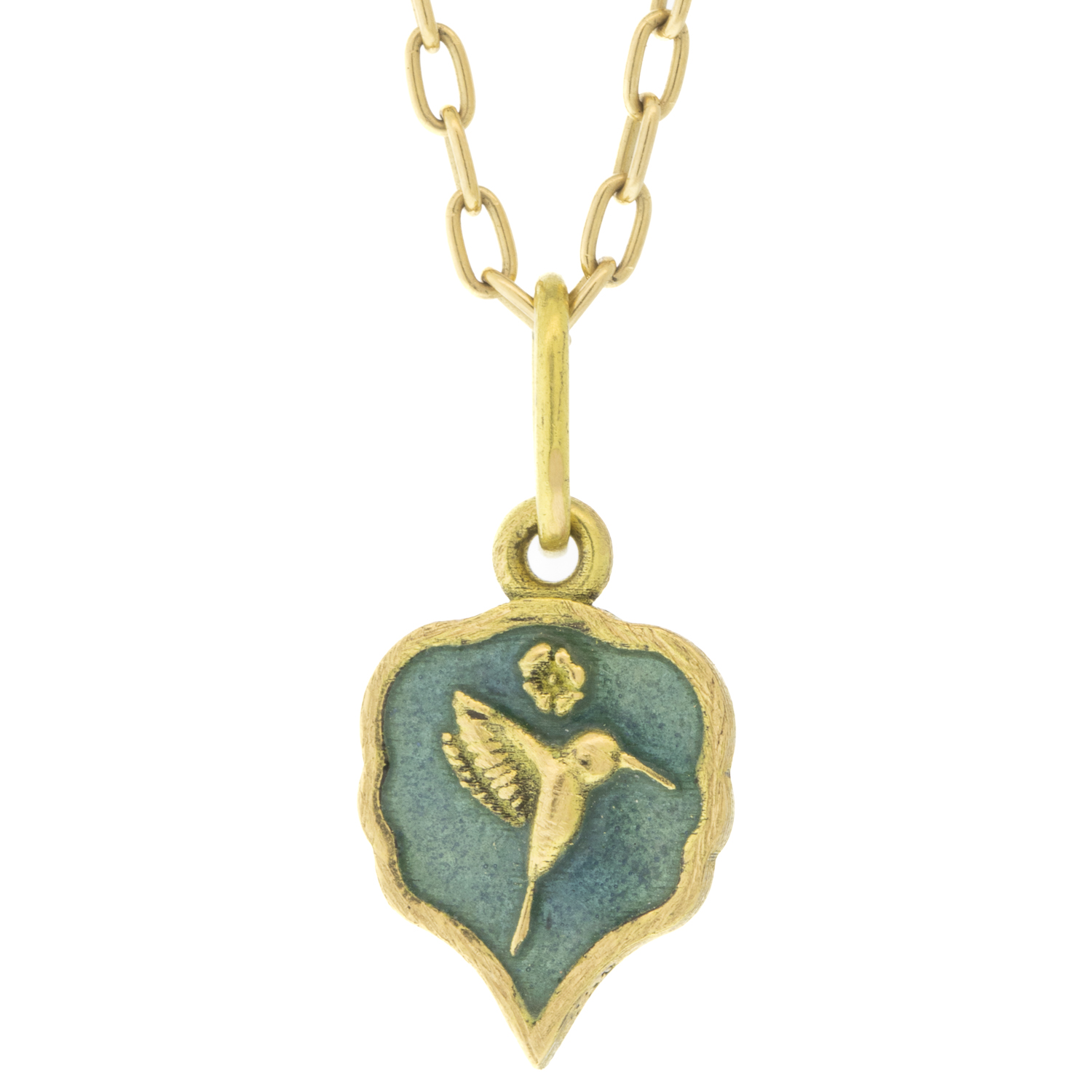 Erica Molinari Trunk Show : 18k vitreous enamel hummingbird- "Peace" Mint