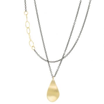 Sarah McGuire: Necklace, Small Sway Neck, Oxidized sterling silver, 18K yellow gold, 10K yellow gold, Measures 18 in length