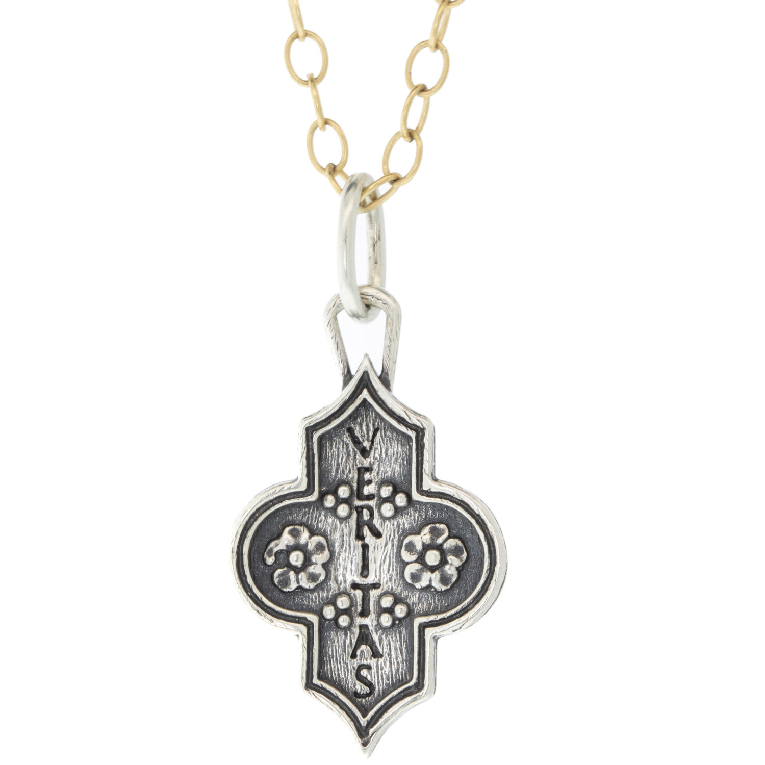 Erica Molinari : Charm, SS Crossed heart & flowers ‘veritas’ (Truth)