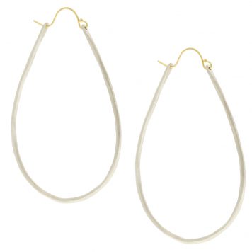 Sarah McGuire: Large sterling silver anjou hoop earring with 18K earwire